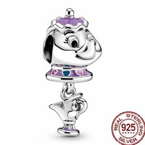 NWOT Disney, Beauty and the Beast Mrs. Potts and Chip Dangle Charm Silver 925